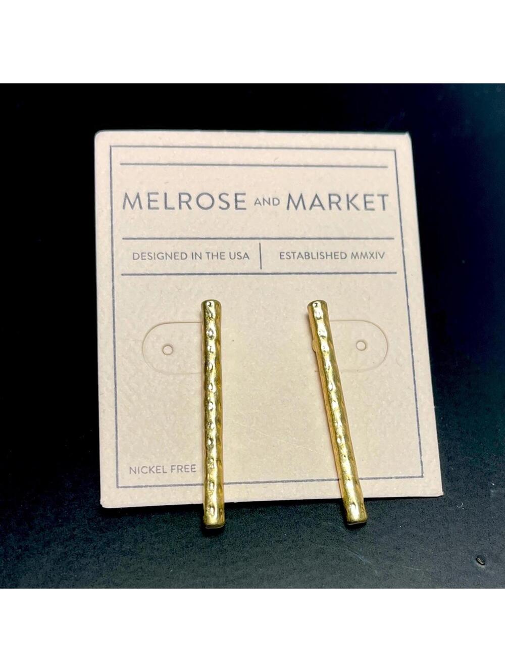 Melrose and Market Gold Bar Hammered Earrings